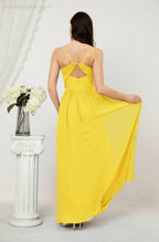 Baoleely  Neck Bridesmaid Dresses Chiffon Long Spaghetti A-line Formal Prom Gown for Wedding Party Evening 2801
