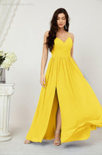 Baoleely  Neck Bridesmaid Dresses Chiffon Long Spaghetti A-line Formal Prom Gown for Wedding Party Evening 2801