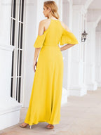 Numbersea Cold Shoulder Bridesmaid Dresses A-Line Long Formal Evening Gowns 28074