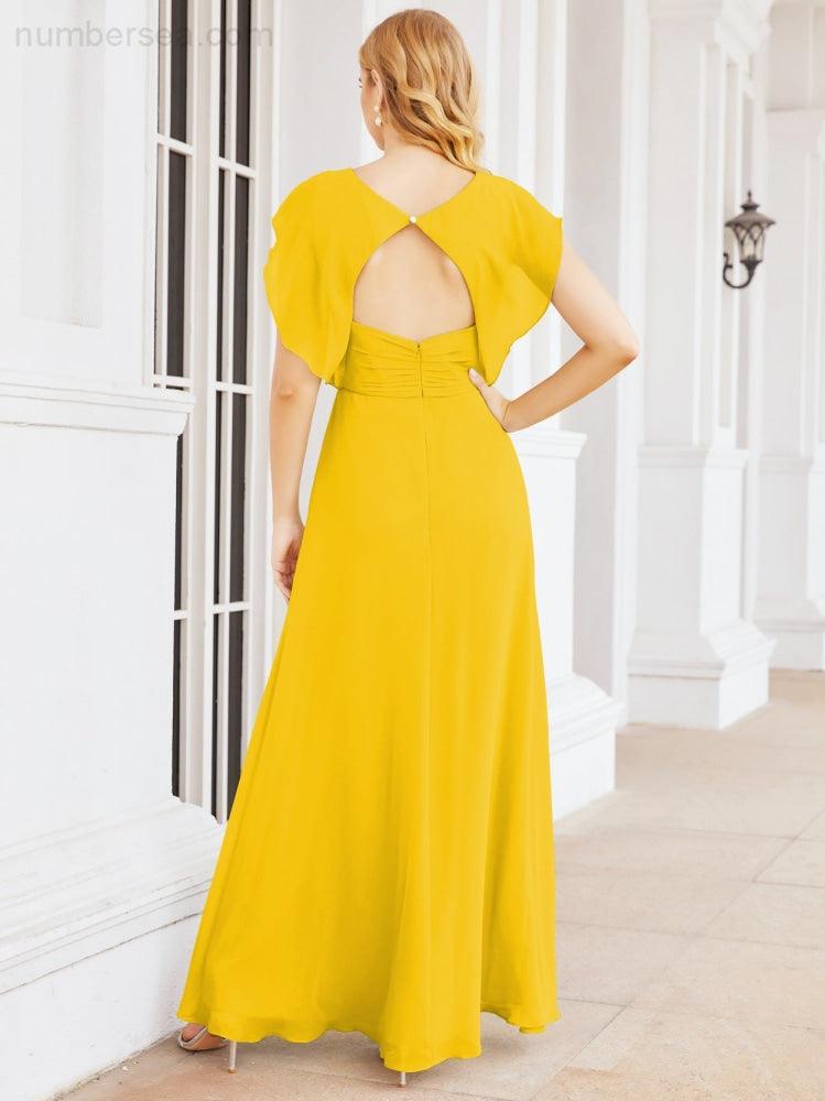 Sunnderly Bridesmaid Dresses Cape Formal Prom Dress Open Back Gowns for Mother of The Bride SY28058
