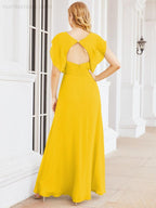 Sunnderly Bridesmaid Dresses Cape Formal Prom Dress Open Back Gowns for Mother of The Bride SY28058