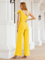 Numbersea Women's One Shoulder Long Jumpsuit Formal Evening Dress Long Bridesmaid Dresses Pants Wedding Party 28034