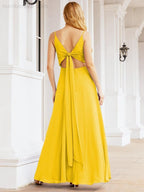 Numbersea Spaghetti Strap Bridesmaid Dresses V Neck Butterfly Back Fromal Evening Party Prom Gown 28036