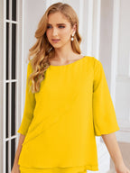 Sunnderly Elegant 2 Piece Mother of The Bride Dress Plus Size Pant Suits Ruffle Layers Sliver Housecoat SY28064