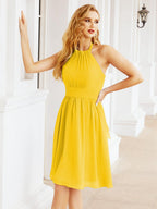 Baoleely Halter Chiffon Bridesmaid Dresses Short Sleeveless Formal Party Dress Open Back 28023