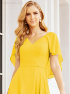 Numbersea Bridesmaid Dresses for Wedding Formal Evening Party Prom Gown with Cape 28050
