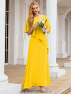 Sunnderly Formal Party Gown Dress Long Mother of The Bride Dresses with Ruffle Cape SY28026