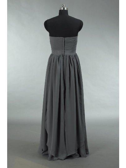 Convertible Dark Grey Chiffon Bridesmaid Dress A-line One Shoulder Halter-neck Strapless Sweetheart