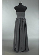 Convertible Dark Grey Chiffon Bridesmaid Dress A-line One Shoulder Halter-neck Strapless Sweetheart