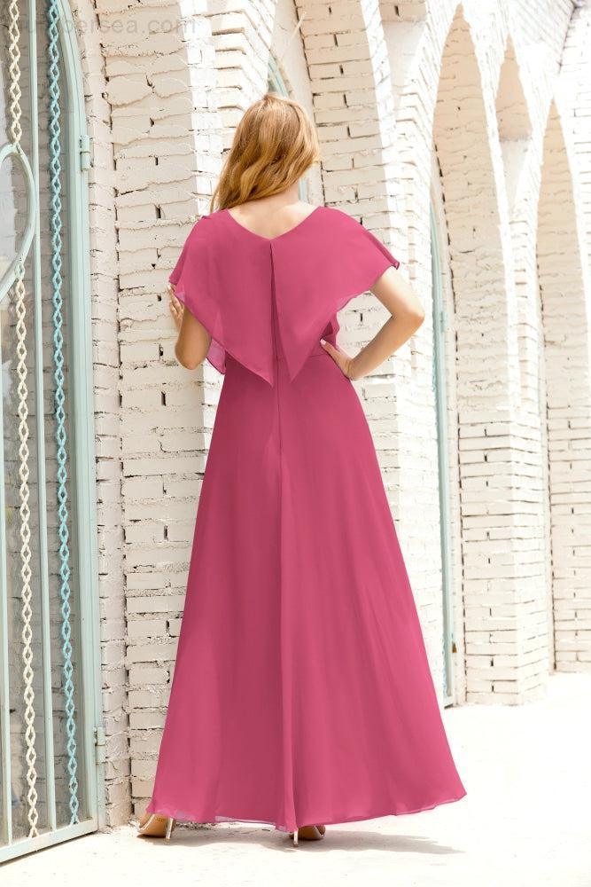 Baoleely  Mother of The Bride Dresses Plus Size V-Neck Floor Length Formal Prom Dress for Wedding Guest 28020