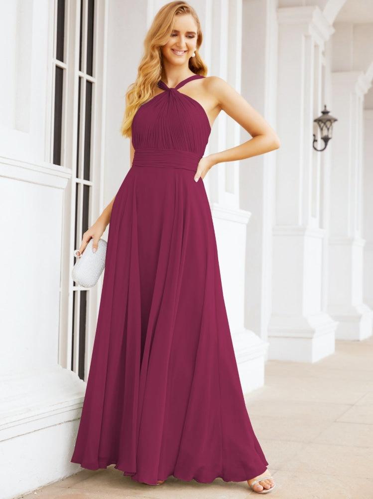 Numbersea Crisscross Halter Bridesmaid Dresses for Party Wedding Evening Prom Maxi Ball Gowns 28053