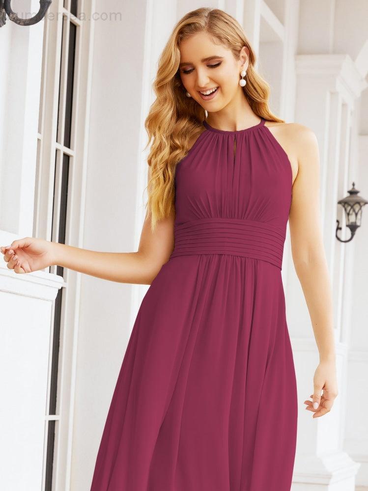 Numbersea Keyhole Bridesmaid Dresses Sleeveless Formal Evening Party Prom Gowns 28043