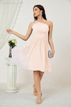 Baoleely Women Chiffon Short One Shoulder Bridesmaid Dress Formal Dresses for Party Homecoming 2804
