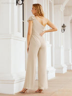 Numbersea Women's One Shoulder Long Jumpsuit Formal Evening Dress Long Bridesmaid Dresses Pants Wedding Party 28034
