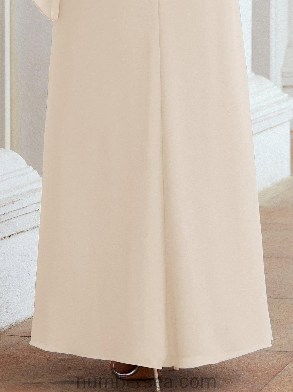 Sunnderly Formal Party Gown Dress Long Mother of The Bride Dresses with Ruffle Cape SY28026