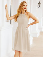 Baoleely Halter Chiffon Bridesmaid Dresses Short Sleeveless Formal Party Dress Open Back 28023