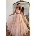Sweetheart Strapless Ruched Tulle A-Line Long Evening Dress