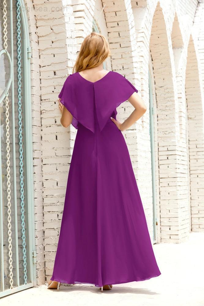 Baoleely  Mother of The Bride Dresses Plus Size V-Neck Floor Length Formal Prom Dress for Wedding Guest 28020