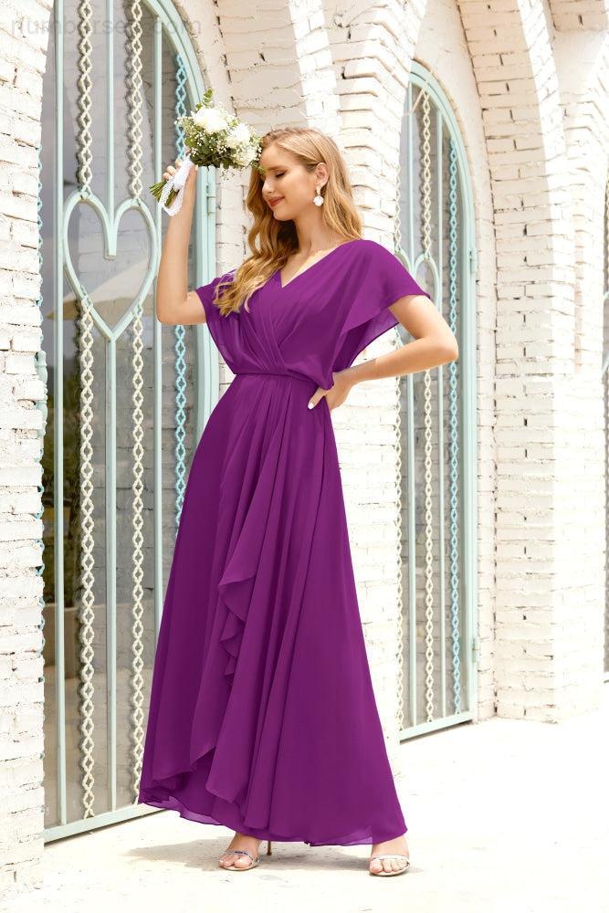 Baoleely  Mother of The Bride Dresses Plus Size V-Neck Floor Length Formal Prom Dress for Wedding Guest 28020