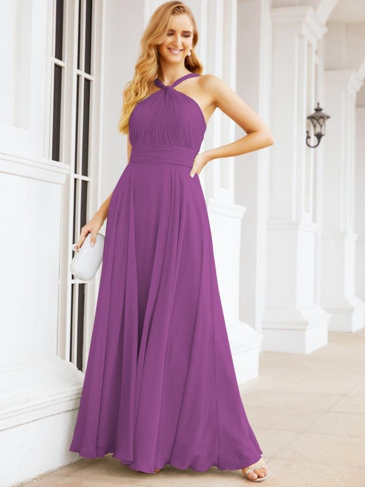 Numbersea Crisscross Halter Bridesmaid Dresses for Party Wedding Evening Prom Maxi Ball Gowns 28053
