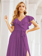 Bridesmaid Dresses with Flutter Sleeves Formal Evening Party Prom Gowns 28044