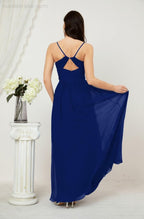 Baoleely  Neck Bridesmaid Dresses Chiffon Long Spaghetti A-line Formal Prom Gown for Wedding Party Evening 2801