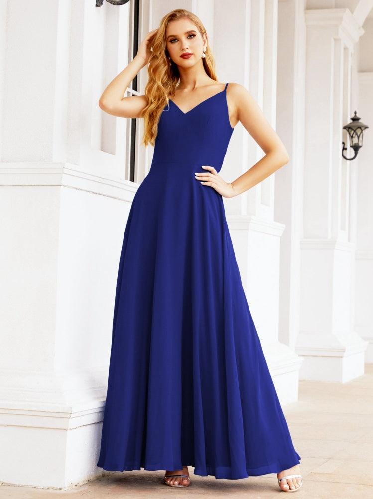 Numbersea Spaghetti Strap Bridesmaid Dresses V Neck Butterfly Back Fromal Evening Party Prom Gown 28036