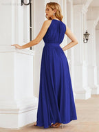 Numbersea Halter Bridesmaid Dress Empire Waist Formal Evening Prom Gown for Mother of The Bride 28030