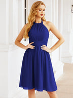 Baoleely Halter Chiffon Bridesmaid Dresses Short Sleeveless Formal Party Dress Open Back 28023