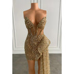 Sexy V-neck Heavy Beads Long Prom Dress for Black Girls Slay