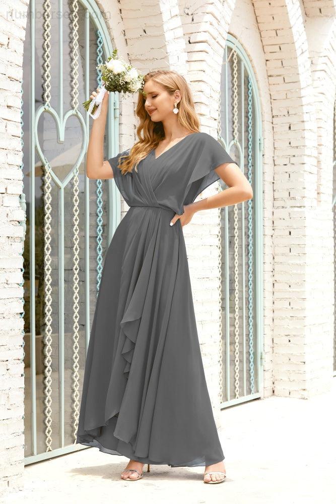 Baoleely  Mother of The Bride Dresses Plus Size V-Neck Floor Length Formal Prom Dress for Wedding Guest 28020
