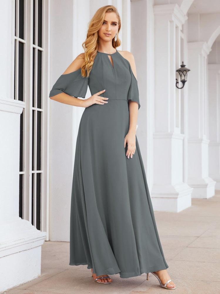 Numbersea Cold Shoulder Bridesmaid Dresses A-Line Long Formal Evening Gowns 28074