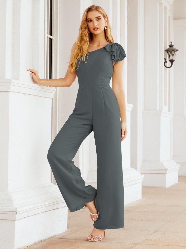 Numbersea Women's One Shoulder Long Jumpsuit Formal Evening Dress Long Bridesmaid Dresses Pants Wedding Party 28034