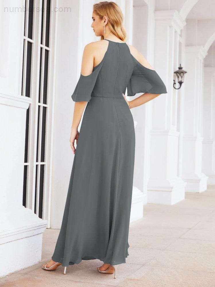 Numbersea Cold Shoulder Bridesmaid Dresses A-Line Long Formal Evening Gowns 28074