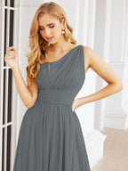 Numbersea One Shoulder Bridesmaid Dresses Long Maxi Formal Evening Party Prom Gowns 28061