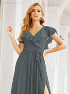 Bridesmaid Dresses with Flutter Sleeves Formal Evening Party Prom Gowns 28044