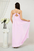 Baoleely  Neck Bridesmaid Dresses Chiffon Long Spaghetti A-line Formal Prom Gown for Wedding Party Evening 2801