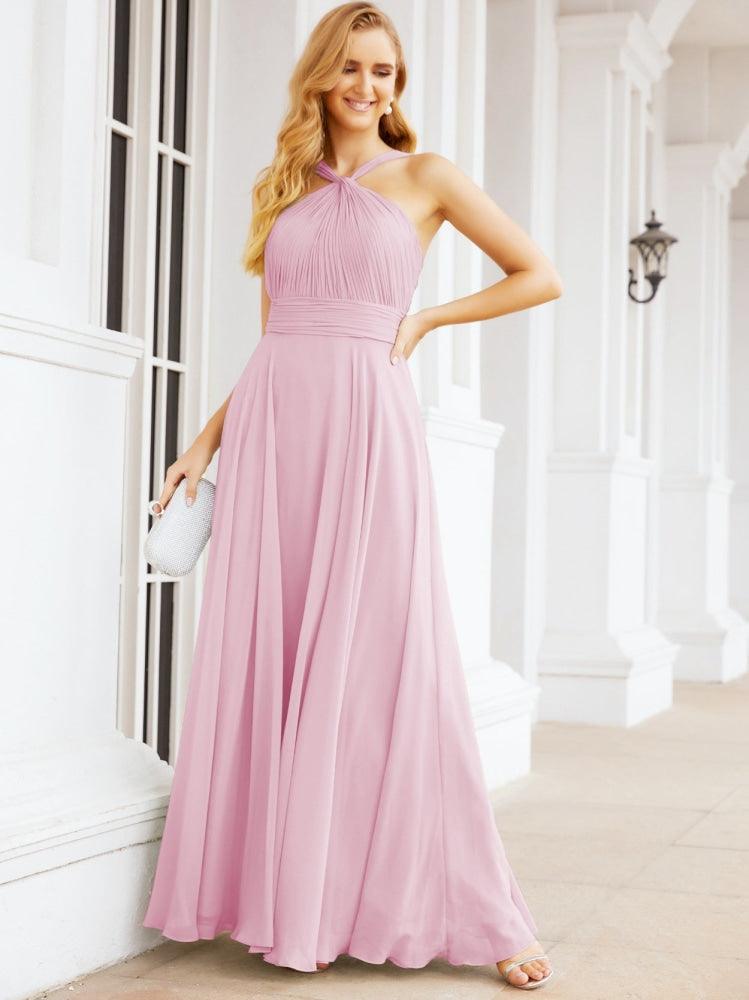 Numbersea Crisscross Halter Bridesmaid Dresses for Party Wedding Evening Prom Maxi Ball Gowns 28053