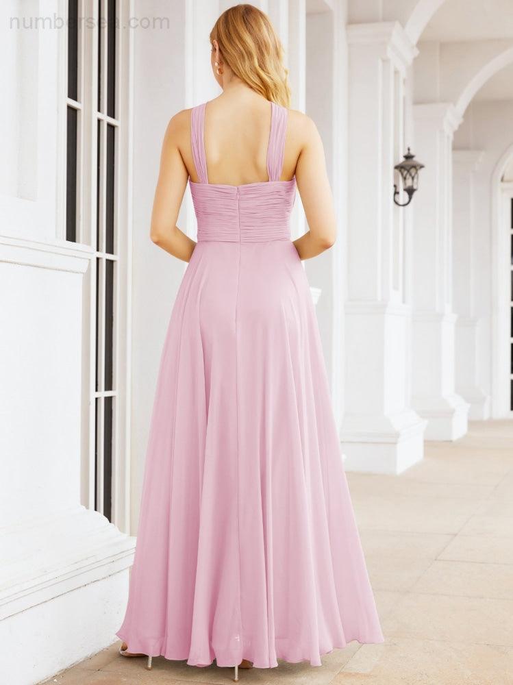 Numbersea Crisscross Halter Bridesmaid Dresses for Party Wedding Evening Prom Maxi Ball Gowns 28053