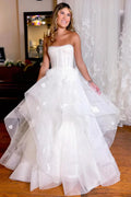 NumberSea Wedding Dress Simple White Corset A-Line with Appliques Ball Gown