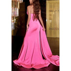 Sweetheart Strapless Beaded Ruched Satin Sheath Long Prom Evening Dress