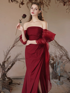Simple Off Shoulder Satin Long Floor-length Prom Dress Evening Dress