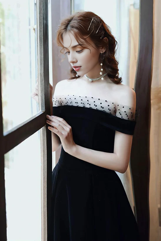 Off Shoulder Velvet Party Dress Homecoming Dress Evening Dress Wedding Guest Party Dresses