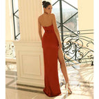 Sexy V Neck Pleats Mermaid Long Prom Formal Dress with Slit