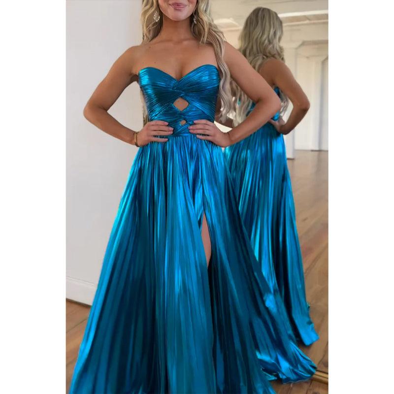 Sweetheart Sleeveless A-line with Side Slit Party Prom Evening Dress