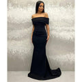 Simple Sheath/column Off-shoulder Long Prom Evening Dress