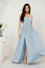 Baoleely  Neck Bridesmaid Dresses Chiffon Long Spaghetti A-line Formal Prom Gown for Wedding Party Evening 2801