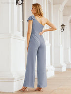 Numbersea Women's One Shoulder Long Jumpsuit Formal Evening Dress Long Bridesmaid Dresses Pants Wedding Party 28034