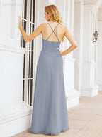 Numbersea Halter Bridesmaid Dresses with Pockets Sleeveless Formal Evening Party Prom Gowns  28055