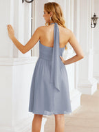 Baoleely Halter Chiffon Bridesmaid Dresses Short Sleeveless Formal Party Dress Open Back 28023